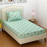 Single Bed Sheet With 1 Pillow Covers For Single - 60 X 90 Inches, Light Green | Super Soft Premium Brushed Glace Cotton Bedsheet