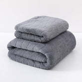 HomeCloud Microfiber Soft & Fuffy Bath & Face Towel 400 Gsm With Hanging Loop | 3x Softer Than Cotton Towels | Highly Absorbent Set Of 2 (Waves Grey)
