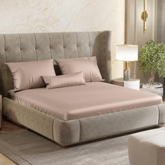 300 TC Premium Double Bedsheet Elastic Fitted For Queen Size | 60 X 78 X 10 Inches, Golden Sand With 2 Pillow Covers | Skin Friendly Fabric For Everyday Comfort