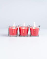 STRAWBERRY BEST FRAGRANCE VOTIVE GLASS CANDLES SET OF 3 | BURNING TIME 12 HOURS