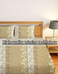 Luxurious Queen Size Bedsheet For Double Bed With 2 Pillow Cover - 90 X 90 Inches, Gold Brown | Perfect For Daily Use, Guest Rooms | Gift For Housewarmings, Weddings
