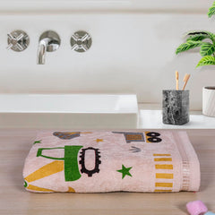 Rangoli 100% Cotton Kids Bath Towel 400 Gsm | Super Soft & Highly Absorbent, Anti-Bacterial & Anti-Odour, Multipurpose Towels (Peach)