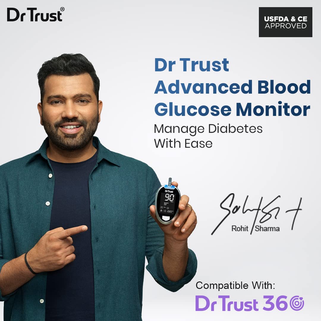 Dr Trust Fully Automatic Blood Sugar Testing Glucometer Machine With 60 Strips Dr Trust Fully Automatic Blood Sugar Testing Glucometer Machine With 60 Strips