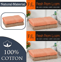 Fresh From Loom Luxury Edition Egyptian 100% Pure Cotton Bath Towel 1200 Gsm | High Water Heavy Soft Dual Stitched Bath Towel (Salmon & British Tan) - 2 Pcs