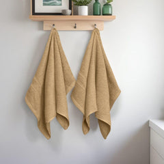 Troveo Super Soft Cotton Hand Towels 400 Gsm | Super Absorbent Multipurpose Hand Towel For Home Gym Workout Traveling Running & Kitchen (Beige) - Pack Of 2