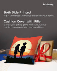 Premium Pillow Cushion For Best Brother, Light Orange - 16 Inch | Unique Thoughtful Cute Birthday Pillow Gift For Brother | Raksha Bandhan, Bhaidooj | With Filler Cushion - Design 24