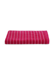 Welspun 100% Cotton Large 250 Gsm Dobby Solid 2-In-1 Bath Towel (Cherry)