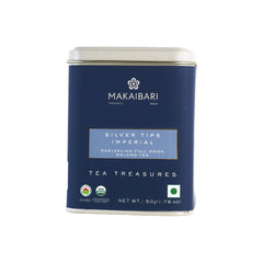 Makaibari Tea Treasures Silver Tips Imperial Oolong Tea - 50gm Tin Caddy, 1.7 Ounce | USDA Certified Premium Darjeeling Full Moon Loose Leaf Tea - Medium Caffeine Loose Leaves
