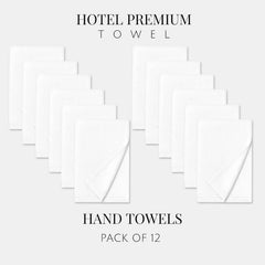 Labham 100% Cotton Hand Towel 2400 Gsm | Ultra-Soft Super Absorbent & Quick Dry Hand Towel (White) - Pack Of 12