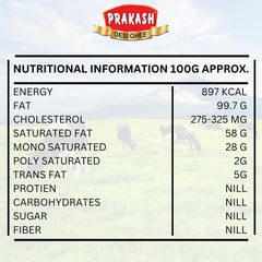 100% Pure & Fresh Desi Ghee By Prakash Dairy | Traditionally Hand Churned Vedic Bilona Method Desi Ghee For Sweets | (1 Litr) 33.8 Ounce | Pouch Pack