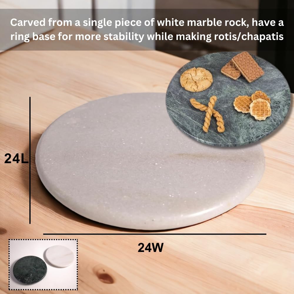 Green + White Marble Chakla 9 Inch | Rolling Pin Board - Roti Maker - Phulka Maker | Chapati Maker For Home & Kitchen - Full Finished Marble Roti Maker Kitchen Utensil Green + White Marble Chakla 9 Inch | Rolling Pin Board - Roti Maker - Phulka Maker | Chapati Maker For Home & Kitchen - Full Finished Marble Roti Maker Kitchen Utensil