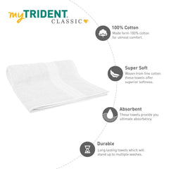 Mytrident Cotton Bath Towel 700 Gsm | For Men & Women Classic Towel 100% Cotton Bath Towel (Dream White)