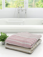 Athom Trendz Living Eco Saviour Premium Cotton Bath Towel 400 Gsm | Amor Beige & Pink- Pack Of 2