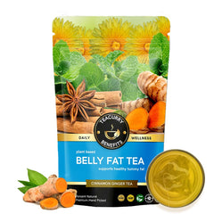 Teacurry Plant Based Belly Fat Tea - Pack Of 2 X 100gm, 3.5 Ounce Each, 100 Cups | Helps With Belly Fat, Water Weight, Bloating - Low Caffeine | Made With Cinnamon, Gymnema Sylvestre, Turmeric