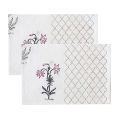 Urbano Homz 100% Cotton Large Size 2 Piece Waffle Weave Hand Towel 200 Gsm | Set In Beautiful Paisley Design (Teal & Pink Flowers)