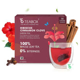 Teabox Hibiscus Cinnamon Clove Green Tea - 50 Pyramid Tea Bags | Natural Hibiscus, Cinnamon & Clove - Antioxidant Rich, Improves Immunity | Low Caffeine, 0% Bitterness
