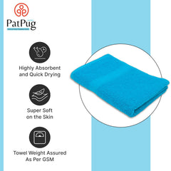 PatPug 100% Indian Ultra Soft Cotton Towel 380 Gsm | Highly Absorbent, Fade Resistant Large Bath Towel (Teal)