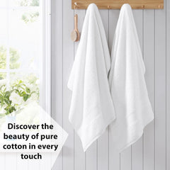 100% Cotton Bath Towel 1000 Gsm | Soft & Ultra Absorbent Quick Dry Large Size Bath Towel (White) - Set Of 2