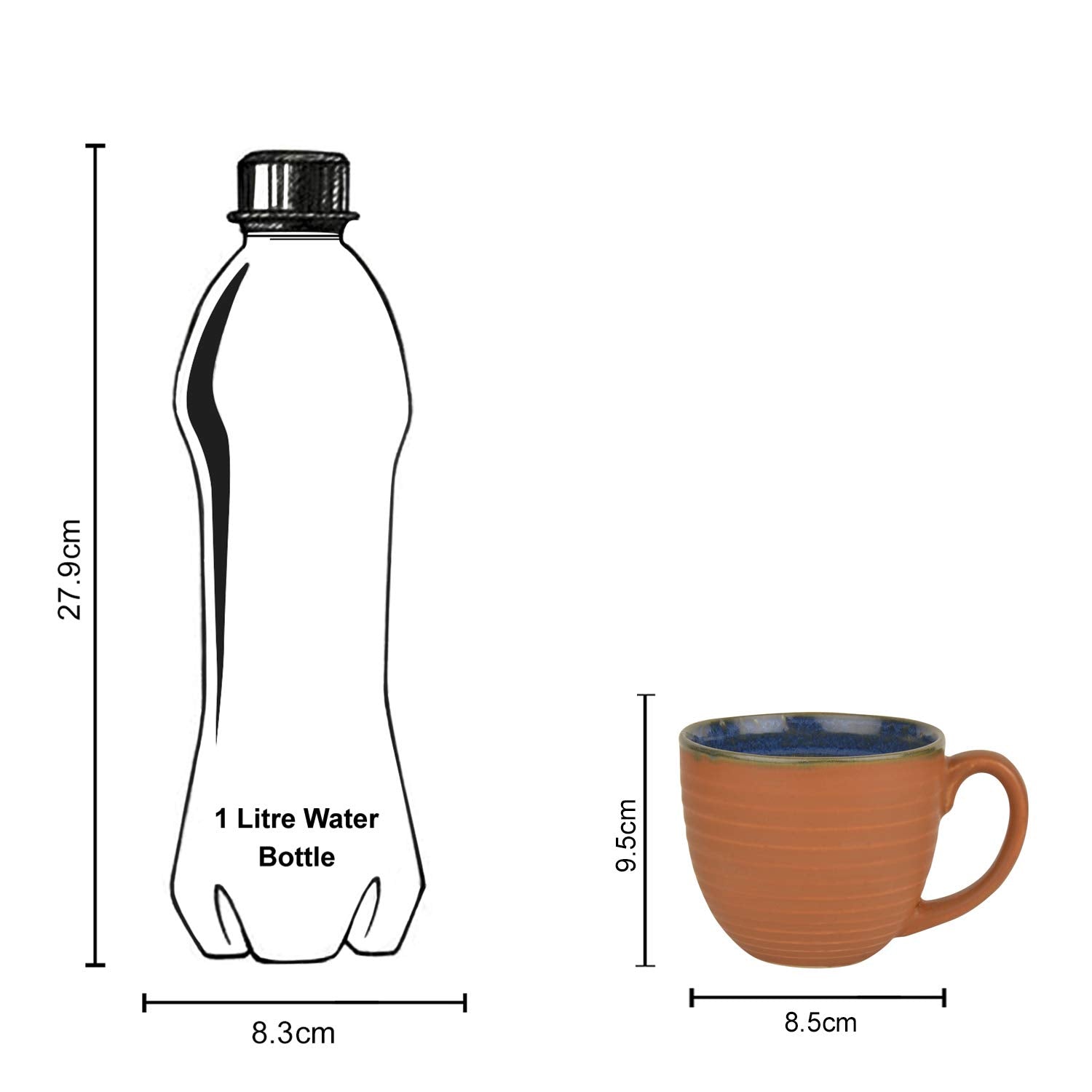 Handcrafted Ceramic Soup Bowls With Handle Set Of 4 - 350ml Each, Terracotta | Soup Cups - Maggi Bowls - Cereal Serving Bowls Handcrafted Ceramic Soup Bowls With Handle Set Of 4 - 350ml Each, Terracotta | Soup Cups - Maggi Bowls - Cereal Serving Bowls