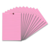 Wide Ruled 5 X 8 - Inch 50-Sheet Lined Writing Note Pad, Easy Tear Off Sheets (Pink) Pack Of 12