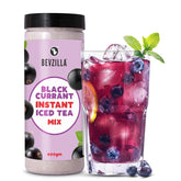 Bevzilla Black Currant Instant Iced Tea Mix - 400gm, 14.1 Ounce | Quick Ready In 30 Seconds - Perfect Refreshing Summer Drink | Easy To Carry Anywhere - Low Caffeine