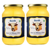 Natural A2 Bilona Cow Desi Ghee By Ikesh | High In Protein Fiber Healthy Desi Bilona Method Ghee Perfect For Baking & Frying | 2 Litre (1 Litre * 2) 67.6 Ounce | Jar Pack
