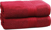 Jenny Denial 100% Cotton Large Size Bath Towel 1000 Gsm | Ultra Soft & Quick Drying Quantity Bath Towel For Men & Women (Red) - Pack Of 2