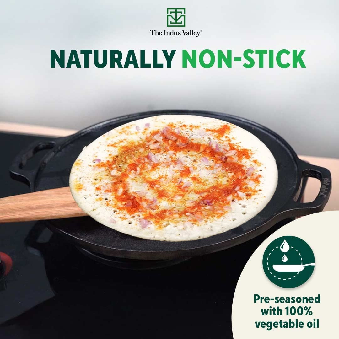 Pre-Seasoned Cast Iron Cookware Set - Tawa 30 Cm + Kadai 25.4 Cm, 2.3 Liters + Fry Pan 23 Cm, 1.4 Liters | Kitchen Cooking Combo Pots & Pans Set Of 3 Pcs - Naturally Nonstick Pre-Seasoned Cast Iron Cookware Set - Tawa 30 Cm + Kadai 25.4 Cm, 2.3 Liters + Fry Pan 23 Cm, 1.4 Liters | Kitchen Cooking Combo Pots & Pans Set Of 3 Pcs - Naturally Nonstick