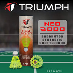 TRIUMPH Neo 2000 Nylon Badminton Shuttlecocks , Stable and Sturdy High Speed | Training Shuttlecock for Indoor and Outdoor Sports | Green , Pack Of 6