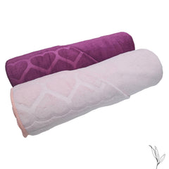 Nive Home Linens Microfiber Bath Towel 800 Gsm | Self Design, Ultra Soft, Super Absorbent, Quick Dry (Dark Plum & Baby Pink)- Pack Of 2