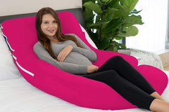 Premium Multipurpose Microfiber Pregnancy Pillow For Pregnant Women - Hot Pink | 100% Cotton, Zippered Cover, Lightweight, Removable Cover, Full Body Pillow, Soft Pillow - Pack Of 1