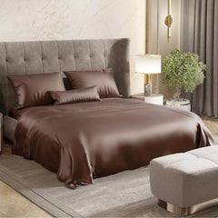 Satin Bedsheets For King Size With 2 Pillow Covers - 108 X 90 Inches, Mocha Velvet | Elegance & Comfort Redefended | 300 Thread Count