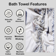 Texstylers 100% Cotton Waffle Weave Bath Towel 600 Gsm | Soft, Quick Dry, Lightweight & Absorbent Large Size Spa Towel For Bathroom, Gym, Travel (Blue Floral) -Pack Of 2