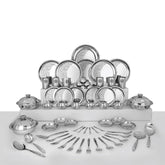 Designer Stainless Steel Delight Laser Bloom Dinner Set Of 68 Pieces, Silver | Easy To Clean & Dishwasher Safe