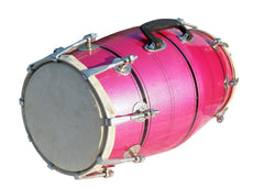 Wooden Musical Dholak Instrument Drum Nuts & Bolt - Pink | Perfectly Symmetric Round Dholak - Dholak For Festival, Wedding, Satsang | Very Easy To Tune