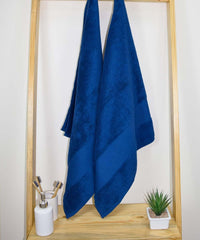 Rangoli Soft Absorbent Durable Towels Earthly Egyption Cotton Plush Luxurious Large Size Bath Towel 1000 Gsm (Navy Blue)- Pack Of 2