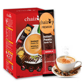 Chaizup Premium 1 Min Instant Masala Tea Premix - 140gm, 4.9 Ounce, 10 Sachets | Just Add Hot Water - Assam Masala Chai Powder | Low Caffeine, No Added Color - Home Like Tea
