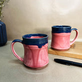 Handcrafted Bubblegum Pink Ceramic Coffee Mug Set Of 2 - 300ml Each | Ceramic Mugs For Coffee, Tea, Milk - Microwave Safe & Dishwasher Safe