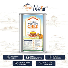 100% Natural A2 Gir Cow Ghee By Netar | Rich In Vitamins A, E Healthy Desi Ghee For Frying & Dishes | (2 Litr) 67.6 Ounce | Tin Container