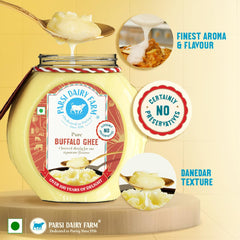 Pure Desi Buffalo Ghee By Parsi Dairy Farm'S | Healthy & Nutrients Buffalo Ghee Perfect For Glowing Skin | (500ml) 16.9 Ounce | Jar Pack