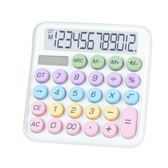 Desktop Calculator, Powered By Batteries (Included) 12 Digit Large LCD Display, Big Buttons Easy To Press, Automatic Sleep, For Office, School, Home. (White)