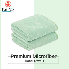 Patpug Ultra Soft Microfiber Hand Towel 400 | Comfortable, Fade Resistant, Highly Absorbent, Quick Drying Towel (Light Green) - 2 Piece