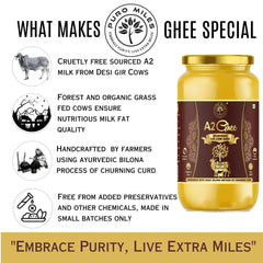 100% Natural A2 Ayurvedic Gir Cow Desi Ghee By Puro Miles | Natural & Healthy Gir Cow Cultured Desi Ghee Perfect For Use Puja | (200ml) 6.7 Ounce | Jar Pack