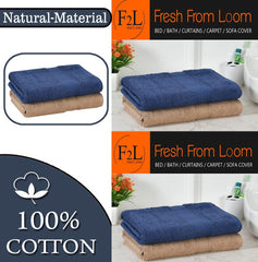 Fresh From Loom Luxury Edition Egyptian 100% Pure Cotton Bath Towel 1200 Gsm | High Water Heavy Soft Dual Stitched Bath Towel (Iris Blue & British Tan) - 2 Pcs