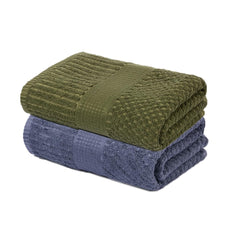 Mush Hearth & Haven Bamboo Large Size Bath Towels 900 Gsm | Bamboo Bath Towel Soft, Highly Absorbent & Quick Dry (Moon Grey & Moss Green) - Pack Of 2