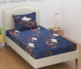1 Single Bedsheet With 1 Pillow Cover- Blue | 58 X 88 Inches - Premium Forever Modern Style Glace Cotton Bedsheet | Floral Luxurious Beautiful Soft Comfort
