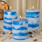SEA BREEZE CHUNK FRAGRANCE PILLAR CANDLE SET OF 3 | PERFECT GIFT SET CANDLES