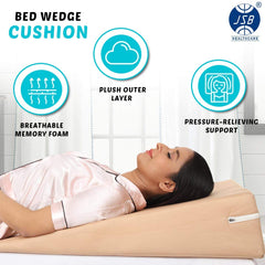 Bed Wedge Pillow, Orthopedic Back Cushion For Sleeping, Peach - XL Size | For Neck & Back Pain Support - Ideal For Acid Reflux, Gerd, Post Surgery, Anti Snoring, Maternity, Model No - BS34