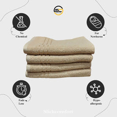100% Cotton Hand Towel 800 Gsm | Ultra Absorbent & Anti-Bacterial Super Soft Gym & Workout Towels (Beige) - 4 Piece