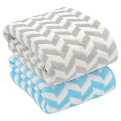 Patpug Coral Microfiber Ultrasoft Comfortable Highly Absorbent Quick Drying Large Bath Towel 700 Gsm (Blue & Grey)- Pack Of 2